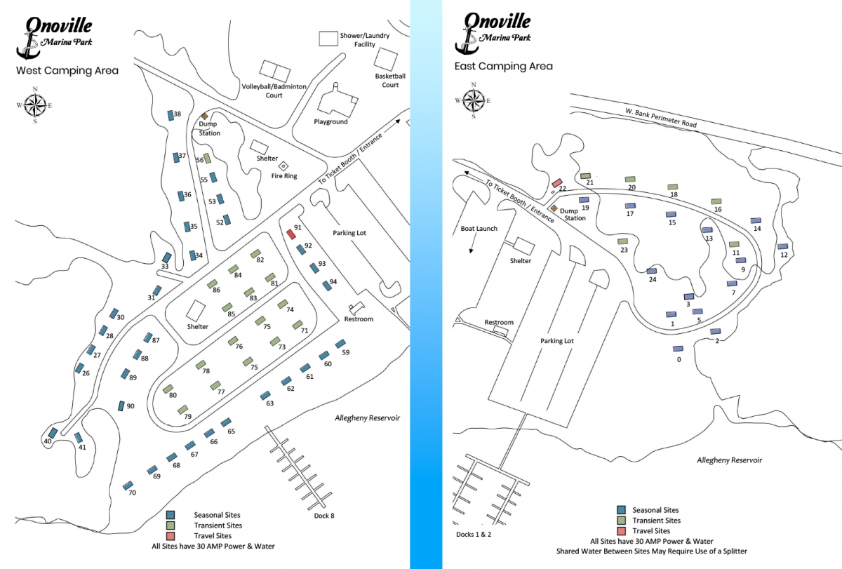 Image showing campsites at Onoville Marina Park for 2022 season